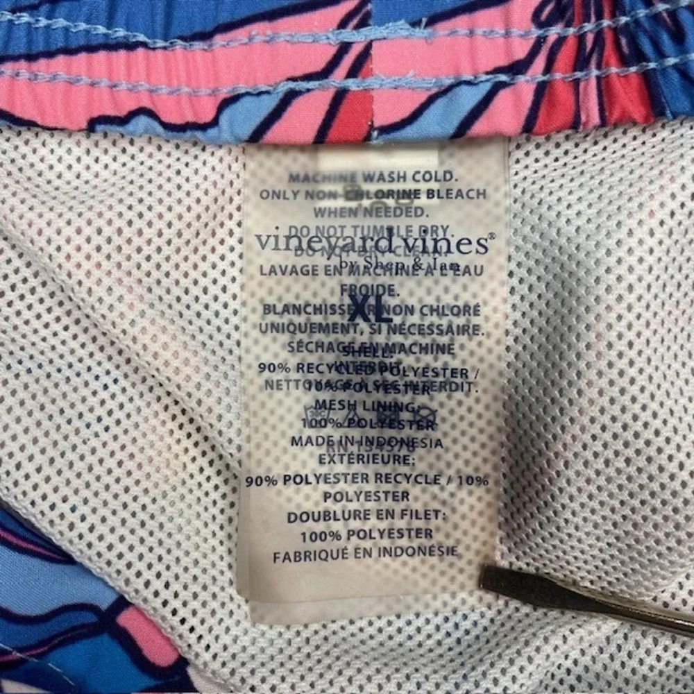 Vineyard Vines Boys XL Chappy Floral Swim Trunk Blue Pink 3M001197 7 Inch Inseam